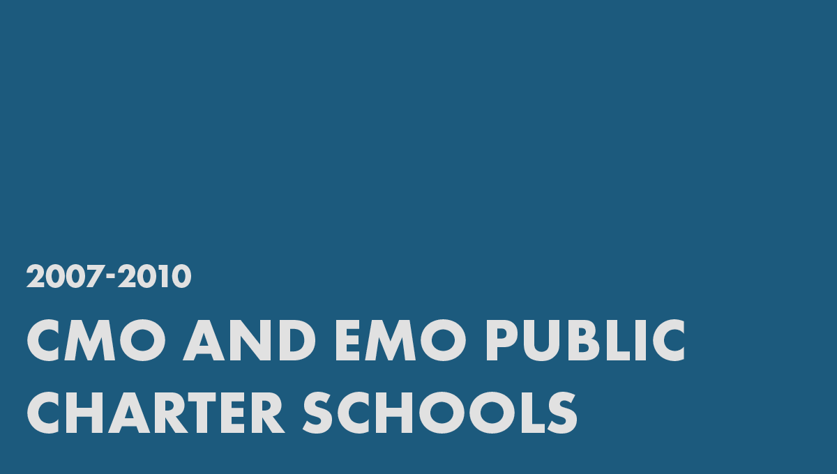 CMO and EMO Public Charter Schools: Dashboard Data from 2007-08, 2008-09, and 2009-10