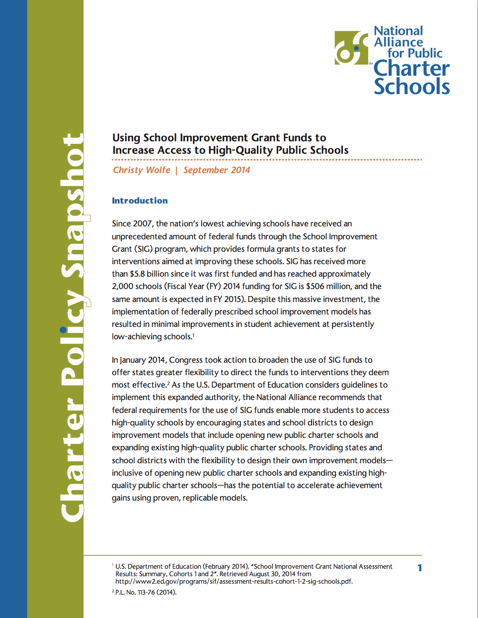 Using School Improvement Grant Funds to Increase Access to High-Quality Public Schools