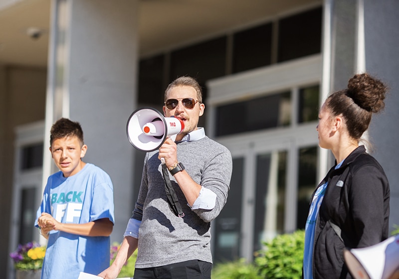 man with megaphone