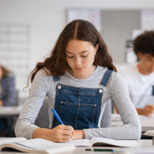 student writing