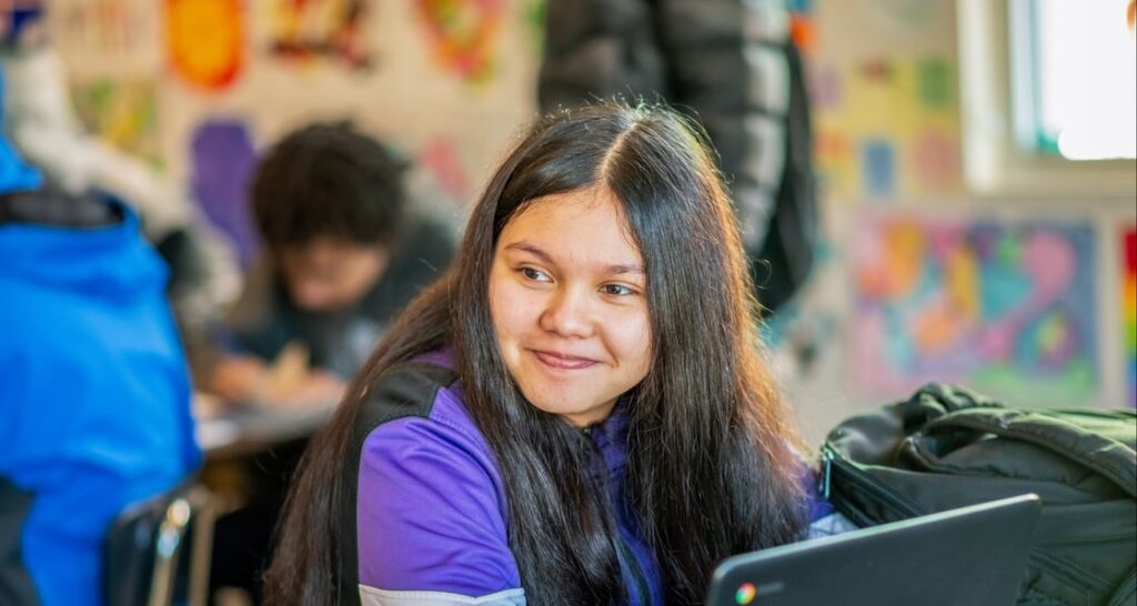 Photo of female student at Washington state charter school in 2023