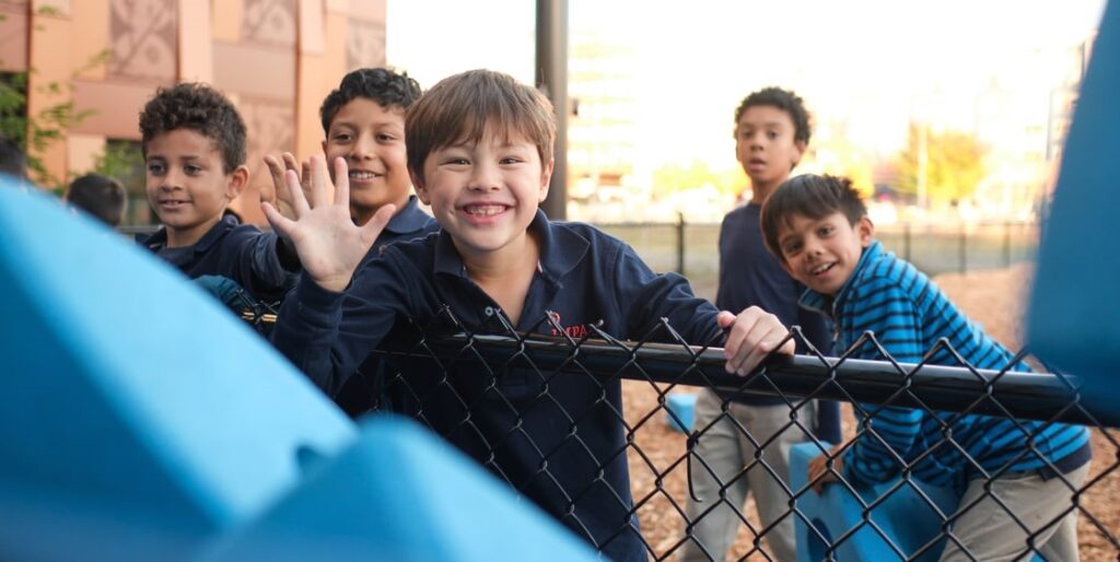 Photo of students on playground at Washington state charter school in 2023